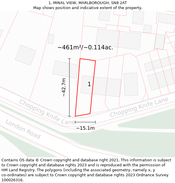 1, MINAL VIEW, MARLBOROUGH, SN8 2AT: Plot and title map