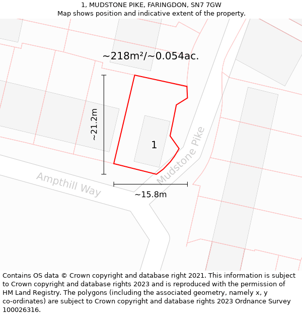 1, MUDSTONE PIKE, FARINGDON, SN7 7GW: Plot and title map