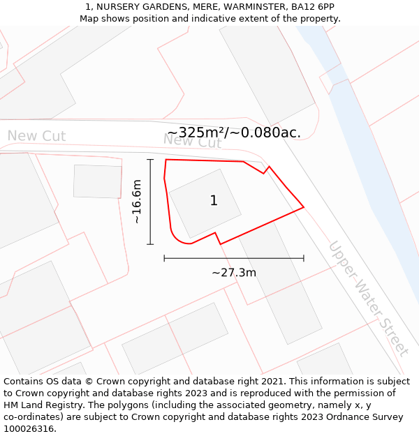 1, NURSERY GARDENS, MERE, WARMINSTER, BA12 6PP: Plot and title map