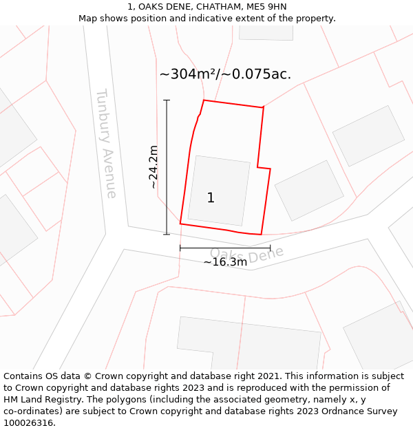 1, OAKS DENE, CHATHAM, ME5 9HN: Plot and title map