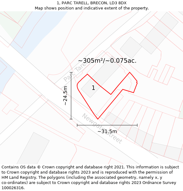 1, PARC TARELL, BRECON, LD3 8DX: Plot and title map