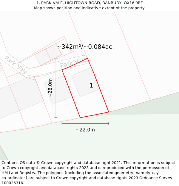 1, PARK VALE, HIGHTOWN ROAD, BANBURY, OX16 9BE: Plot and title map