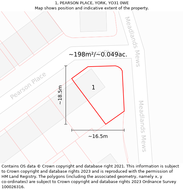 1, PEARSON PLACE, YORK, YO31 0WE: Plot and title map