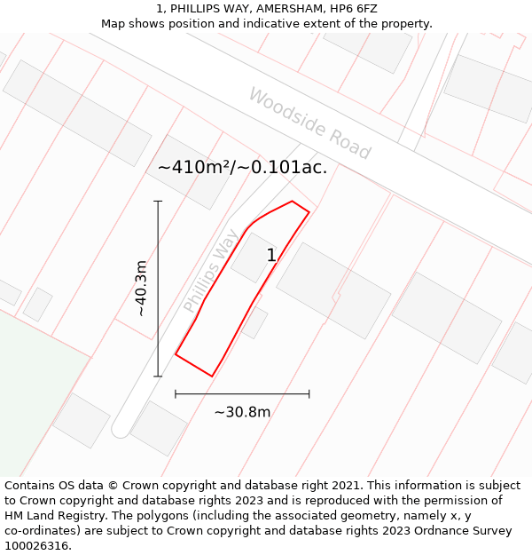 1, PHILLIPS WAY, AMERSHAM, HP6 6FZ: Plot and title map