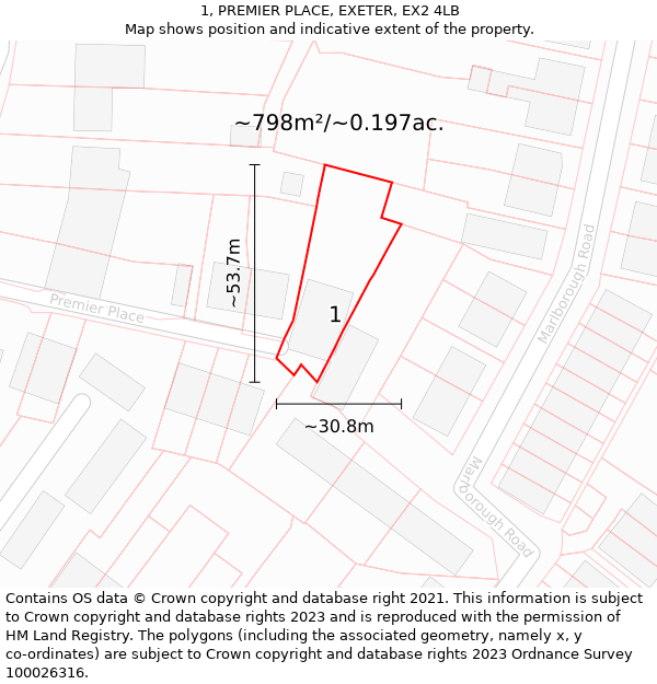 1, PREMIER PLACE, EXETER, EX2 4LB: Plot and title map