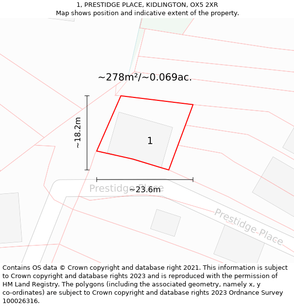 1, PRESTIDGE PLACE, KIDLINGTON, OX5 2XR: Plot and title map