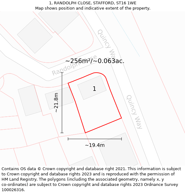 1, RANDOLPH CLOSE, STAFFORD, ST16 1WE: Plot and title map