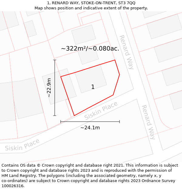 1, RENARD WAY, STOKE-ON-TRENT, ST3 7QQ: Plot and title map