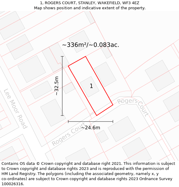 1, ROGERS COURT, STANLEY, WAKEFIELD, WF3 4EZ: Plot and title map