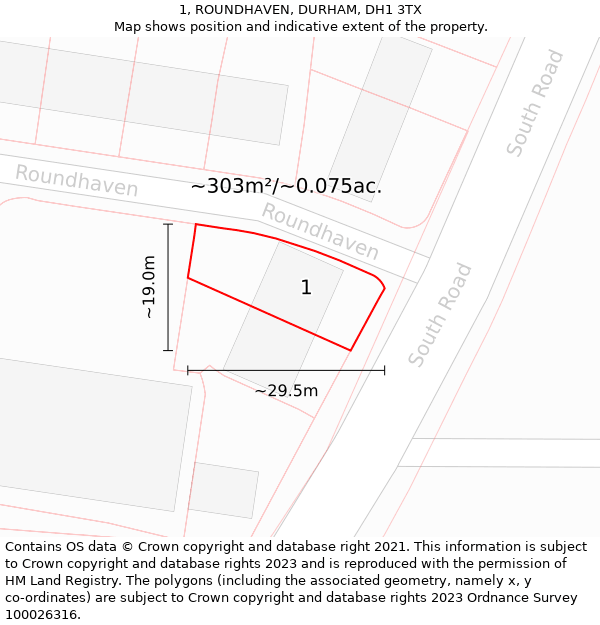 1, ROUNDHAVEN, DURHAM, DH1 3TX: Plot and title map