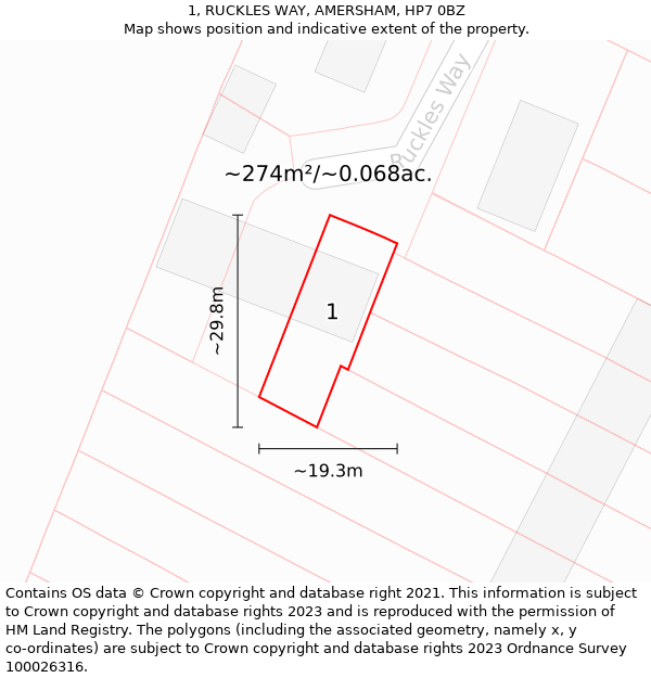 1, RUCKLES WAY, AMERSHAM, HP7 0BZ: Plot and title map