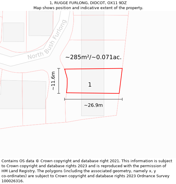 1, RUGGE FURLONG, DIDCOT, OX11 9DZ: Plot and title map