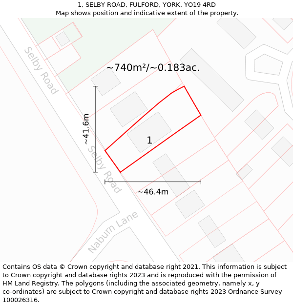 1, SELBY ROAD, FULFORD, YORK, YO19 4RD: Plot and title map