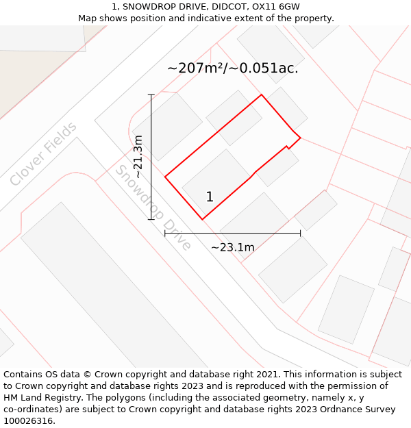 1, SNOWDROP DRIVE, DIDCOT, OX11 6GW: Plot and title map