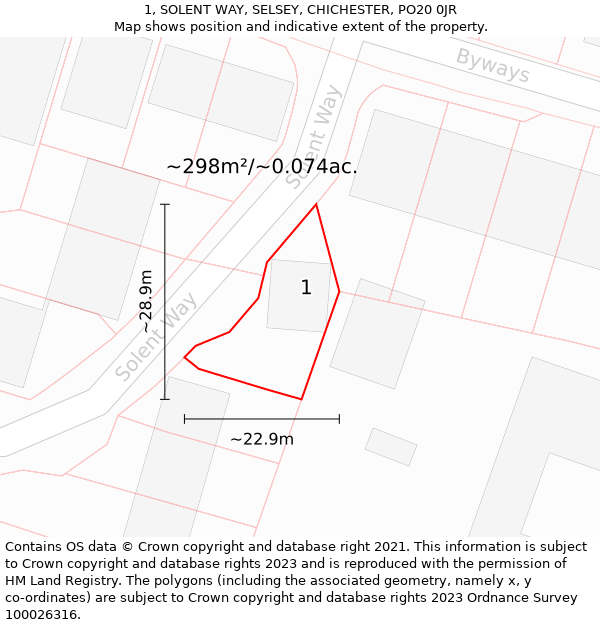 1, SOLENT WAY, SELSEY, CHICHESTER, PO20 0JR: Plot and title map