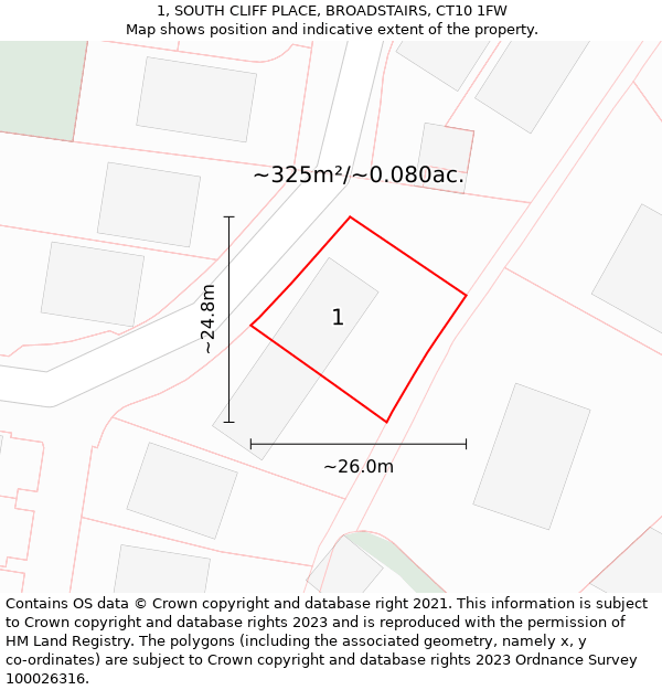 1, SOUTH CLIFF PLACE, BROADSTAIRS, CT10 1FW: Plot and title map