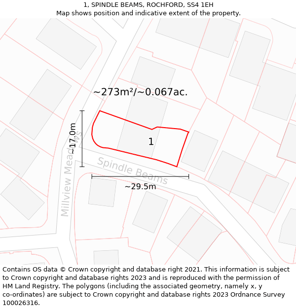 1, SPINDLE BEAMS, ROCHFORD, SS4 1EH: Plot and title map