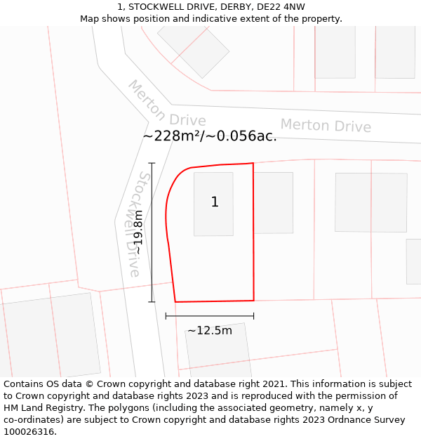 1, STOCKWELL DRIVE, DERBY, DE22 4NW: Plot and title map