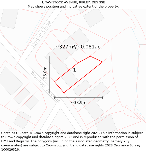 1, TAVISTOCK AVENUE, RIPLEY, DE5 3SE: Plot and title map