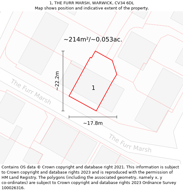 1, THE FURR MARSH, WARWICK, CV34 6DL: Plot and title map