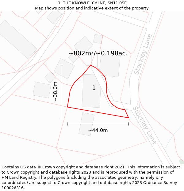 1, THE KNOWLE, CALNE, SN11 0SE: Plot and title map