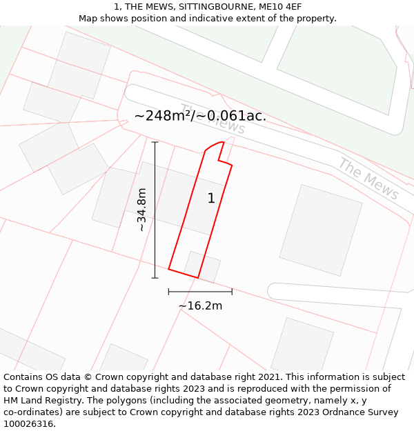 1, THE MEWS, SITTINGBOURNE, ME10 4EF: Plot and title map