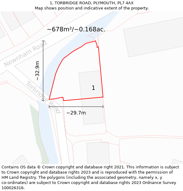 1, TORBRIDGE ROAD, PLYMOUTH, PL7 4AX: Plot and title map