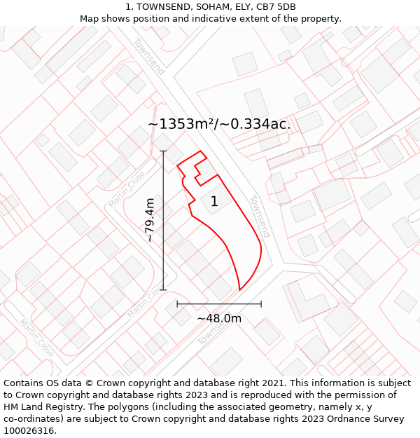 1, TOWNSEND, SOHAM, ELY, CB7 5DB: Plot and title map