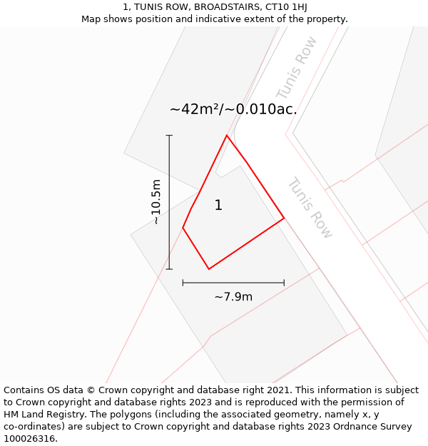 1, TUNIS ROW, BROADSTAIRS, CT10 1HJ: Plot and title map