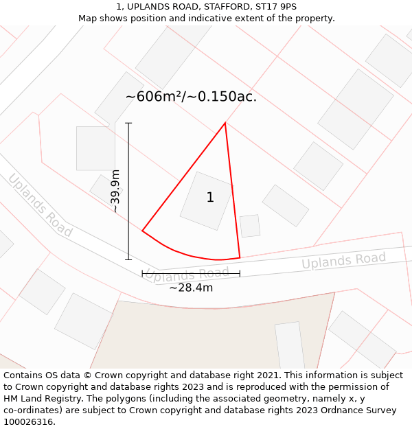 1, UPLANDS ROAD, STAFFORD, ST17 9PS: Plot and title map