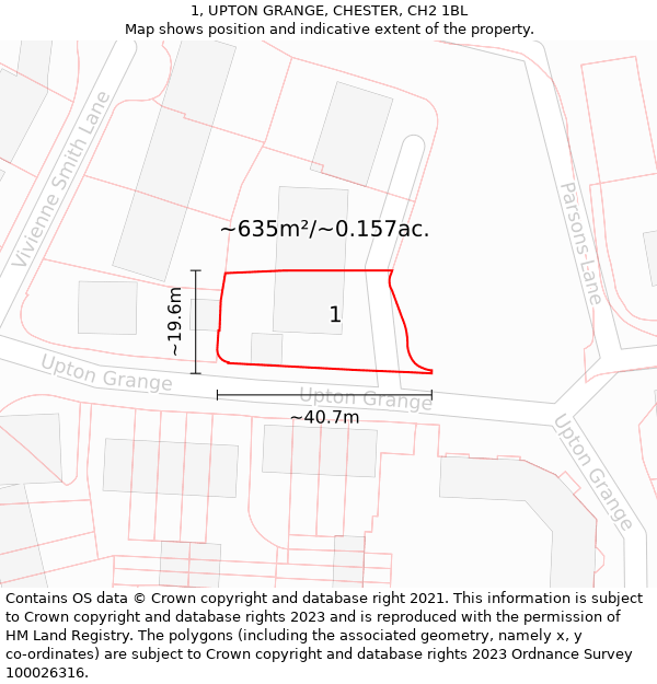 1, UPTON GRANGE, CHESTER, CH2 1BL: Plot and title map
