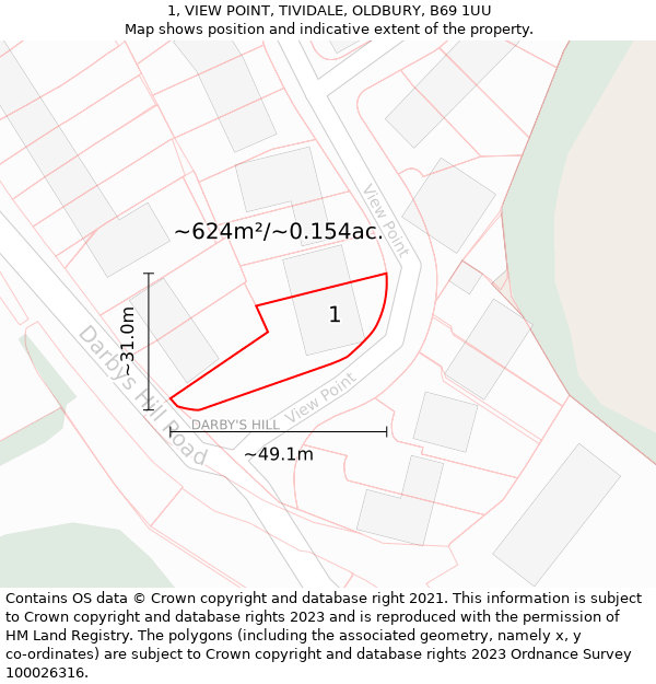 1, VIEW POINT, TIVIDALE, OLDBURY, B69 1UU: Plot and title map