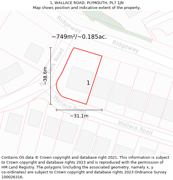 1, WALLACE ROAD, PLYMOUTH, PL7 1JN: Plot and title map