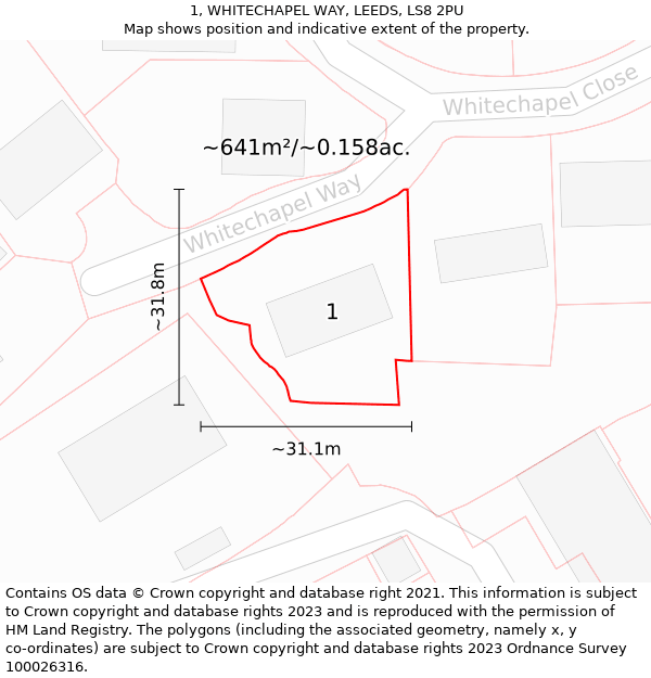 1, WHITECHAPEL WAY, LEEDS, LS8 2PU: Plot and title map