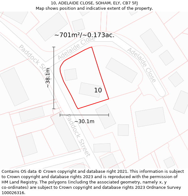 10, ADELAIDE CLOSE, SOHAM, ELY, CB7 5FJ: Plot and title map