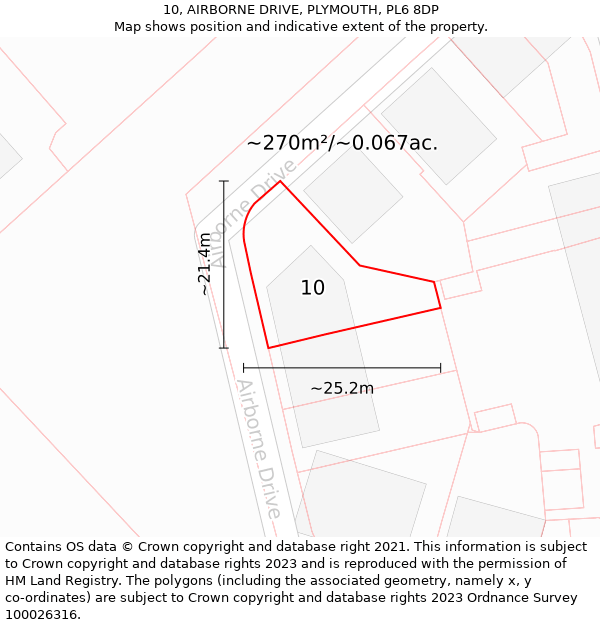 10, AIRBORNE DRIVE, PLYMOUTH, PL6 8DP: Plot and title map