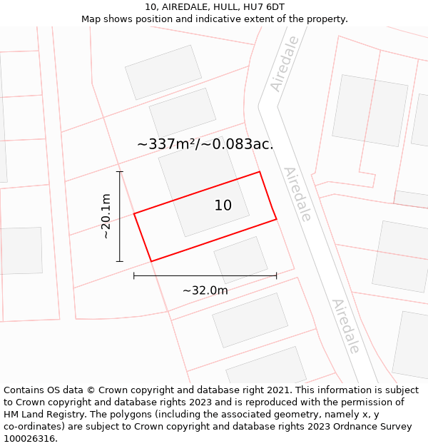 10, AIREDALE, HULL, HU7 6DT: Plot and title map