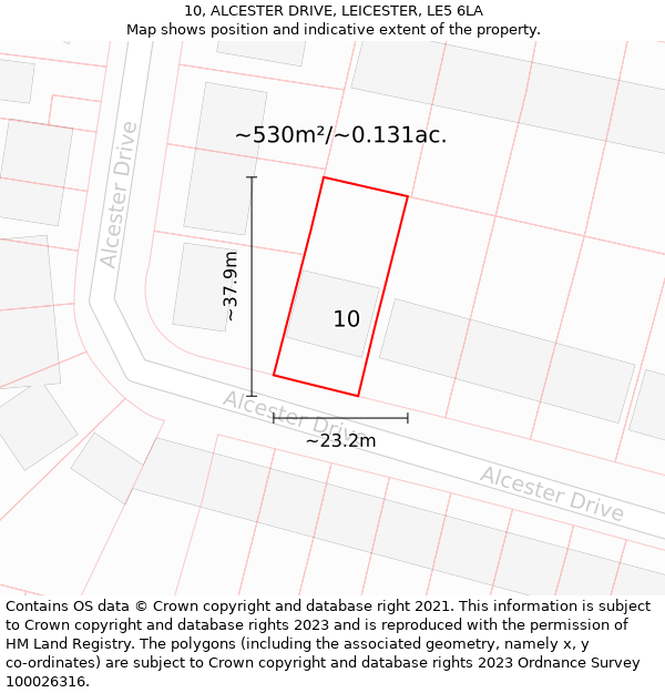 10, ALCESTER DRIVE, LEICESTER, LE5 6LA: Plot and title map