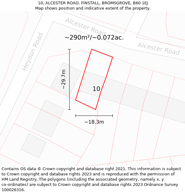 10, ALCESTER ROAD, FINSTALL, BROMSGROVE, B60 1EJ: Plot and title map