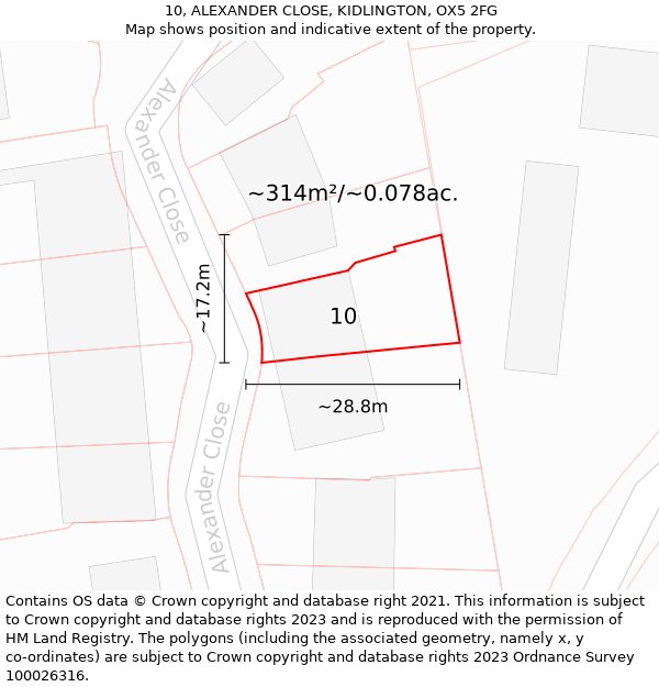 10, ALEXANDER CLOSE, KIDLINGTON, OX5 2FG: Plot and title map