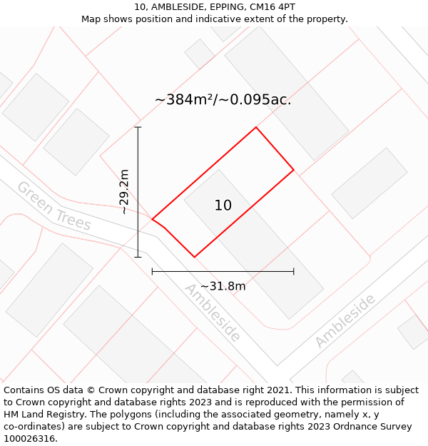 10, AMBLESIDE, EPPING, CM16 4PT: Plot and title map