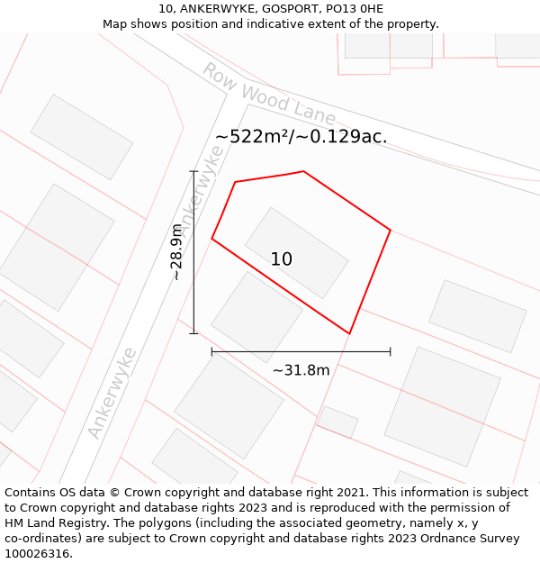10, ANKERWYKE, GOSPORT, PO13 0HE: Plot and title map