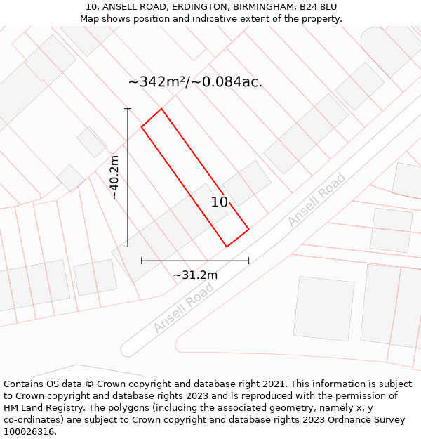 10, ANSELL ROAD, ERDINGTON, BIRMINGHAM, B24 8LU: Plot and title map