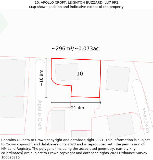 10, APOLLO CROFT, LEIGHTON BUZZARD, LU7 9RZ: Plot and title map