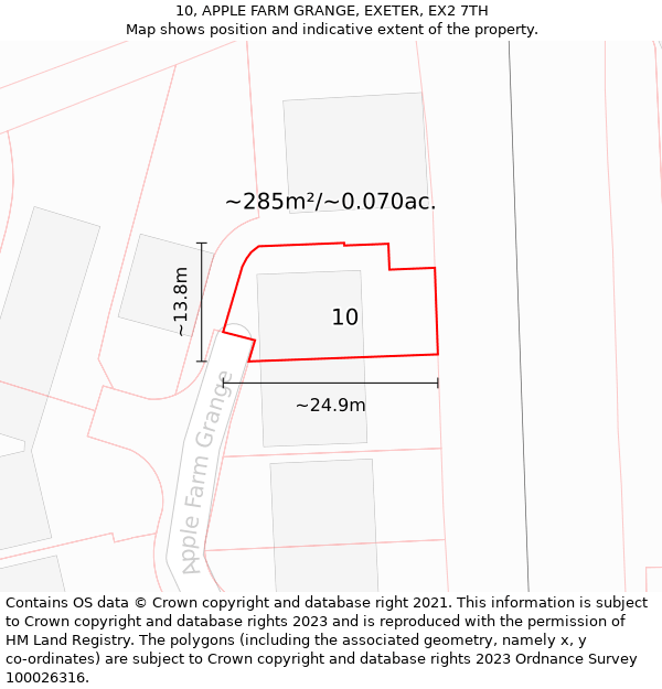 10, APPLE FARM GRANGE, EXETER, EX2 7TH: Plot and title map
