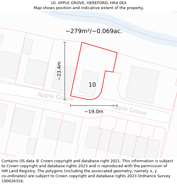 10, APPLE GROVE, HEREFORD, HR4 0EA: Plot and title map