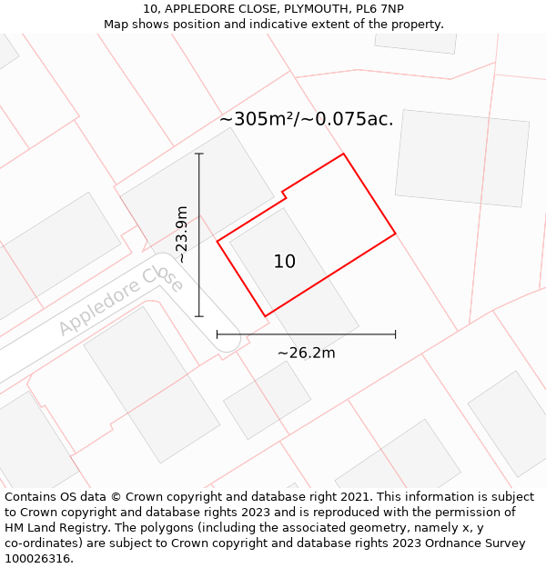 10, APPLEDORE CLOSE, PLYMOUTH, PL6 7NP: Plot and title map