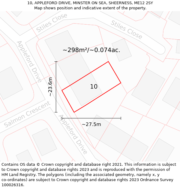 10, APPLEFORD DRIVE, MINSTER ON SEA, SHEERNESS, ME12 2SY: Plot and title map