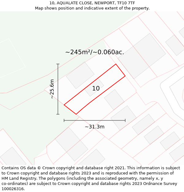 10, AQUALATE CLOSE, NEWPORT, TF10 7TF: Plot and title map