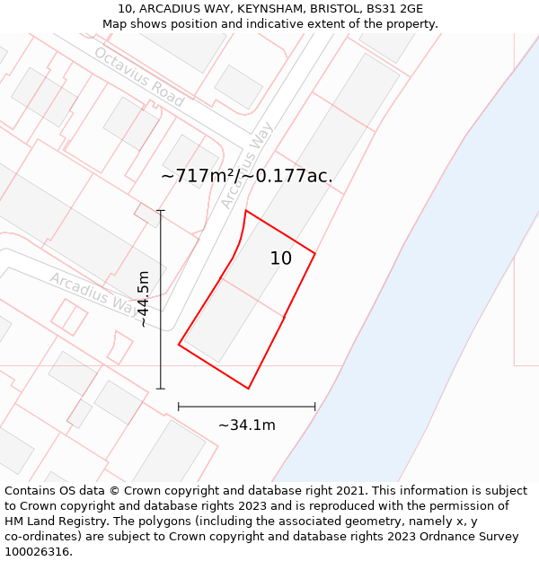 10, ARCADIUS WAY, KEYNSHAM, BRISTOL, BS31 2GE: Plot and title map